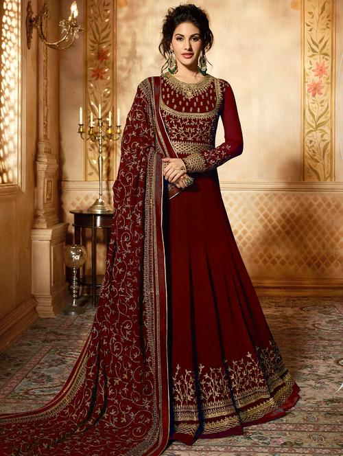 embroidered anarkali suits semi-stitched suit - 16536173 - Very Small Image - 1