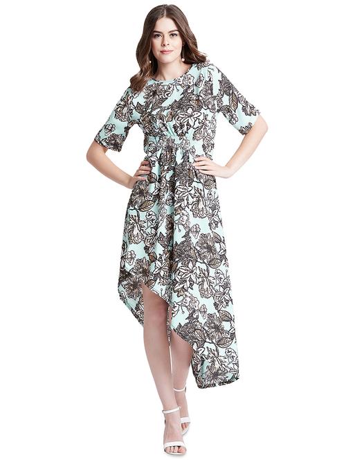 smocked detail floral high low dress - 16538103 - Very Small Image - 1