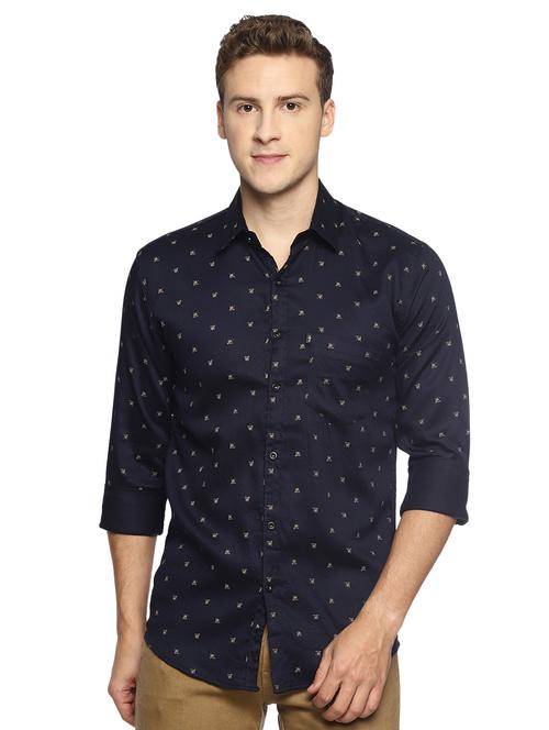 navy blue printed casual shirt - 16538259 - Very Small Image - 1