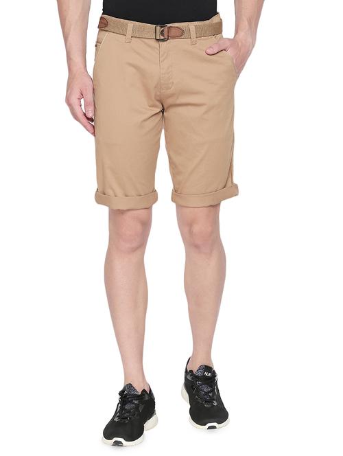 beige solid bermuda shorts  - 16538460 - Very Small Image - 1