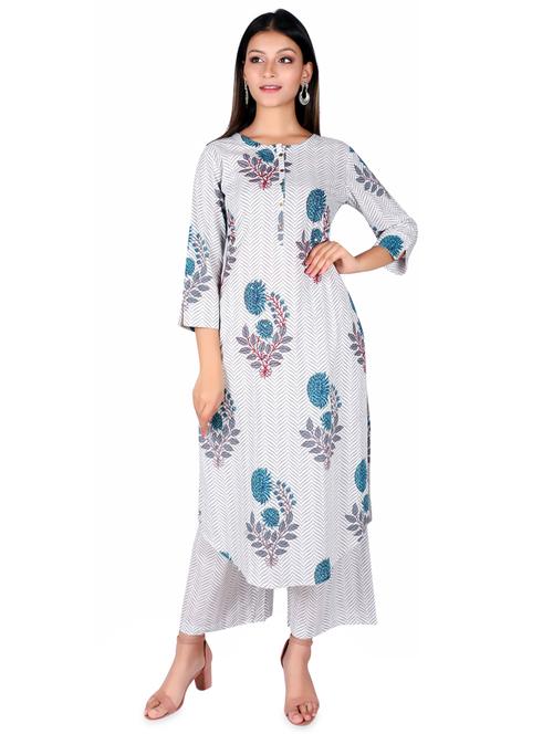 floral printed kurta palazzo set - 16539129 - Very Small Image - 1