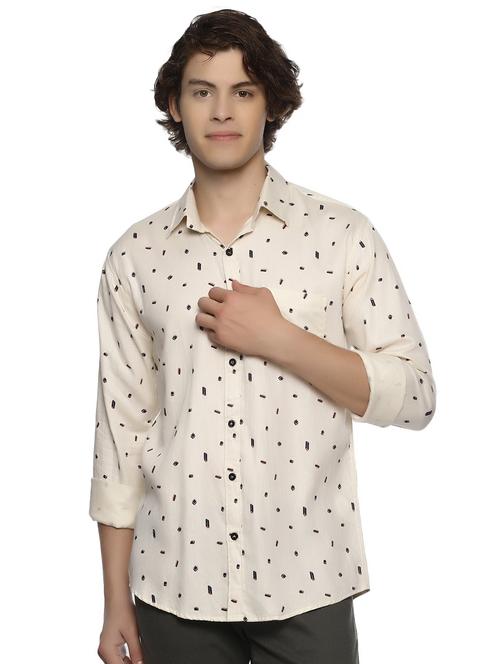 beige printed casual shirt - 16540710 - Very Small Image - 1
