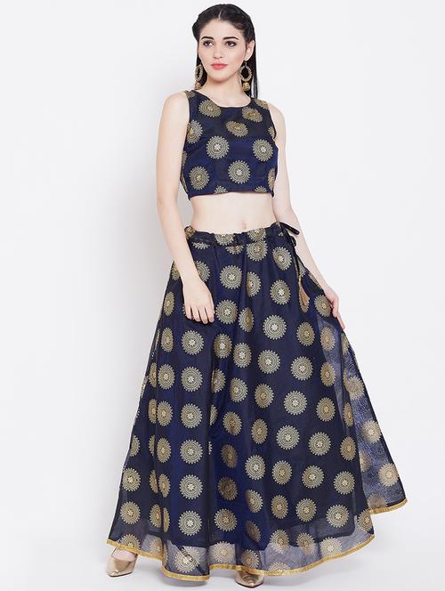 gold block print lehenga - 16542133 - Very Small Image - 1