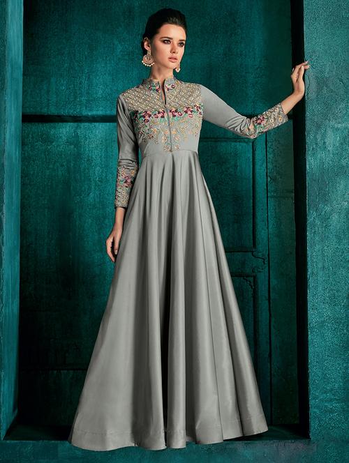 embroidered semi-stitched suit - 16542409 - Very Small Image - 1