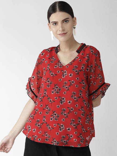 lace insert floral top  - 16542538 - Very Small Image - 1