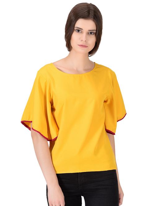 pompom laced bell sleeved top  - 16542987 - Very Small Image - 1