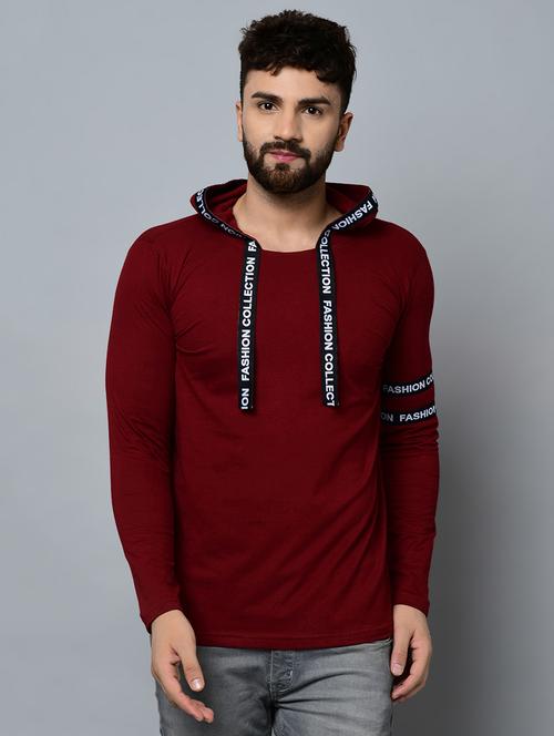 maroon taped hooded t-shirt - 16544821 - Very Small Image - 1