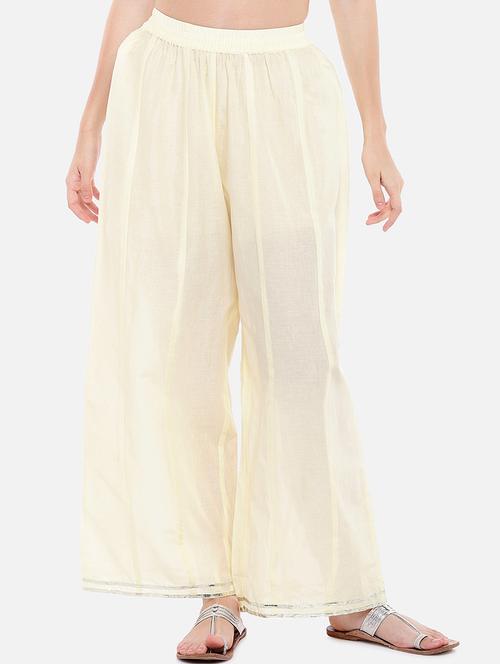 beige solid flared palazzo - 16545393 - Very Small Image - 1