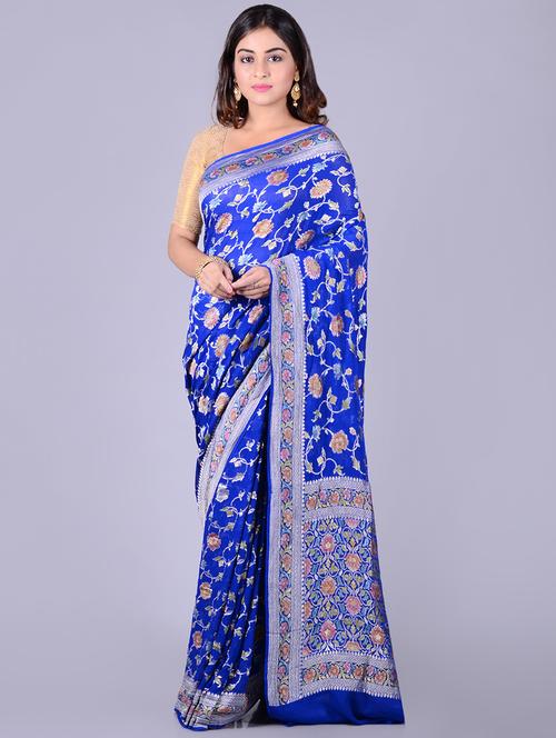 floral banarasi saree with blouse - 16545768 - Very Small Image - 1