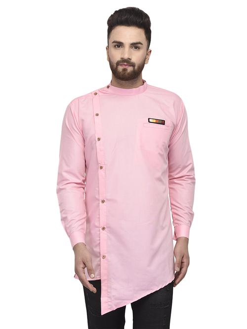 pink asymmetric solid short kurta - 16546212 - Very Small Image - 1