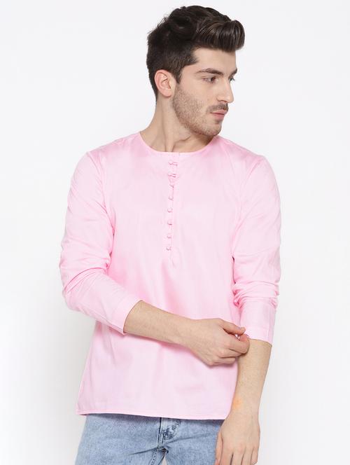pink solid short kurta - 16546228 - Very Small Image - 1
