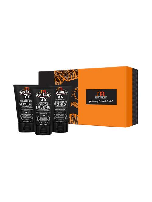 man arden face care gift box for men - 7x after shave balm + charcoal face scrub + charcoal face mask - 16547739 - Very Small Image - 1