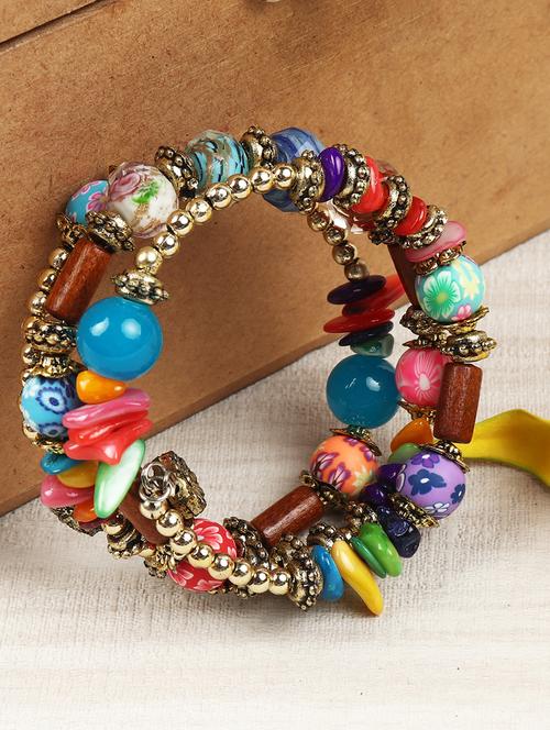 multi colored glass beaded bracelet - 16548220 - Very Small Image - 1