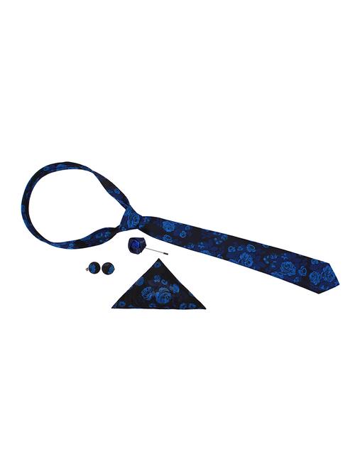 royal blue tie, pocket square, lapel pin and cuff links combo - 16548254 - Very Small Image - 1