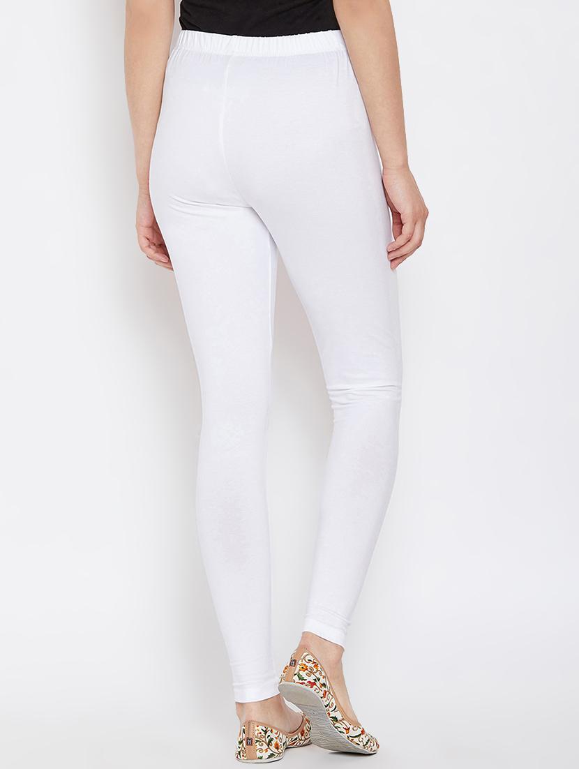 white solid ankle length legging - 16548446 - Standard Image - 2