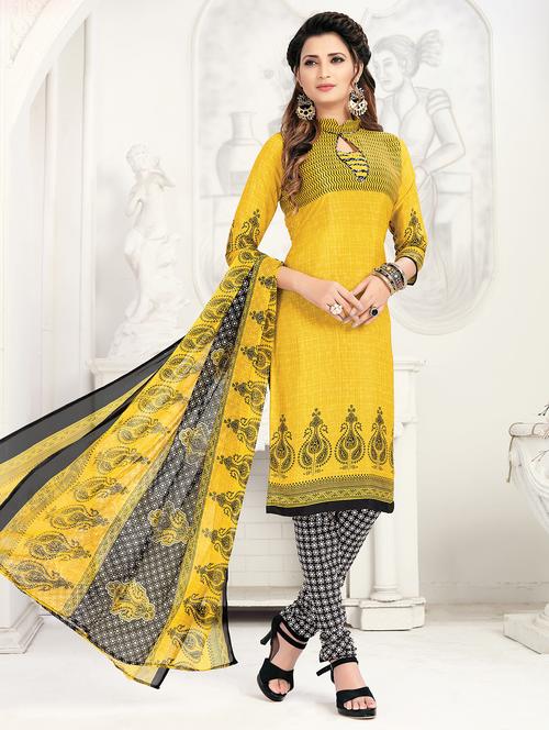 yellow crepe unstitched suit - 16548610 - Very Small Image - 1