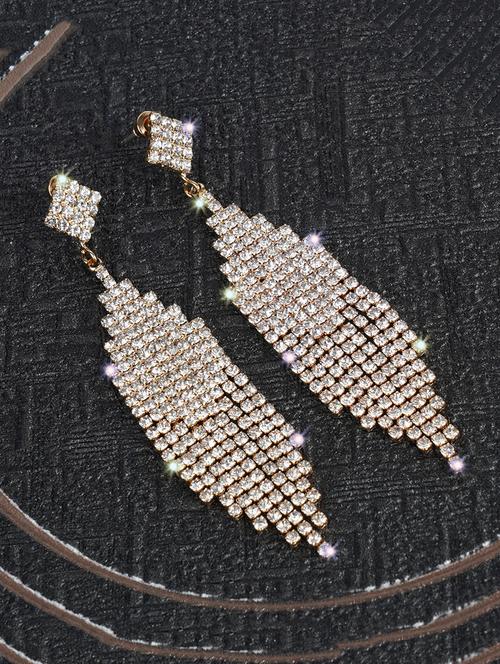 gold crystal drop earrings - 16549035 - Very Small Image - 1
