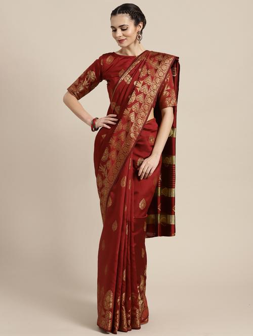 self-design woven saree with blouse - 16549447 - Very Small Image - 1