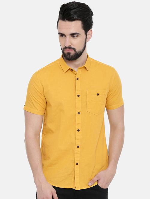 yellow solid casual shirt - 16550136 - Very Small Image - 1