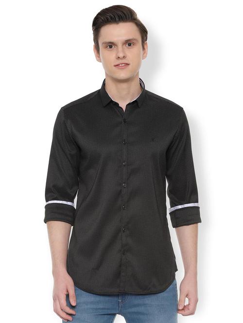 black self design casual shirt - 16551234 - Very Small Image - 1