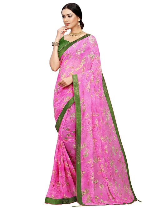 floral printed saree with blouse - 16552049 - Very Small Image - 1