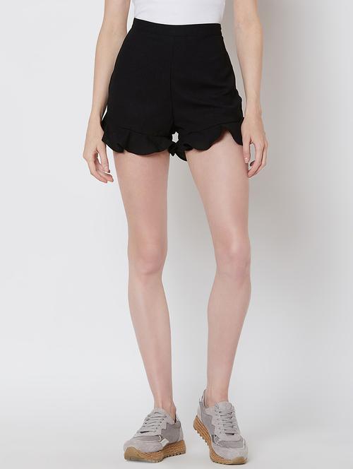 high rise ruffle detail hot pants short - 16555156 - Very Small Image - 1