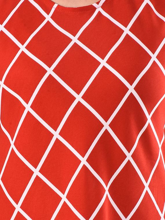 round neck checkered high-low tunic - 16555505 - Standard Image - 4