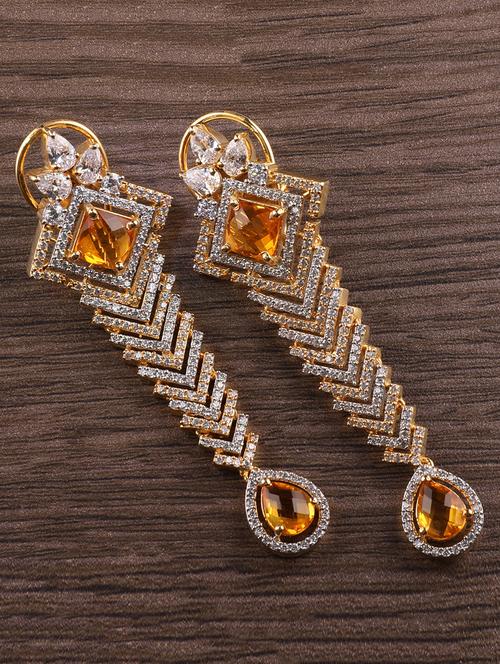orange brass drop earring - 16555945 - Very Small Image - 1