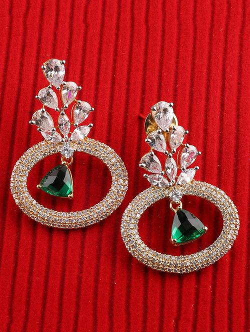 green brass drop earring - 16556051 - Very Small Image - 1