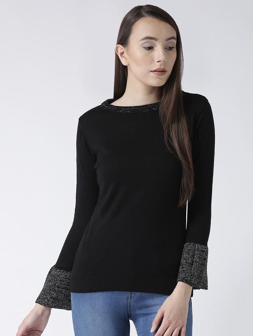 flute sleeved solid pullover - 16556809 - Very Small Image - 1