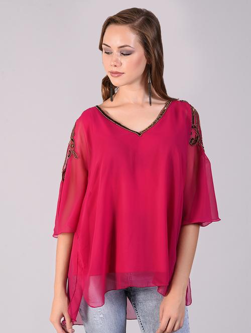 v neck embellished top - 16556847 - Very Small Image - 1