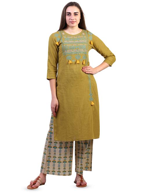 embroidered kurta palazzo set - 16558409 - Very Small Image - 1