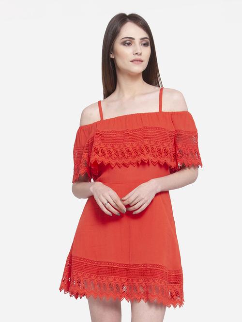 cold shoulder lace detail a-line dress - 16559992 - Very Small Image - 1