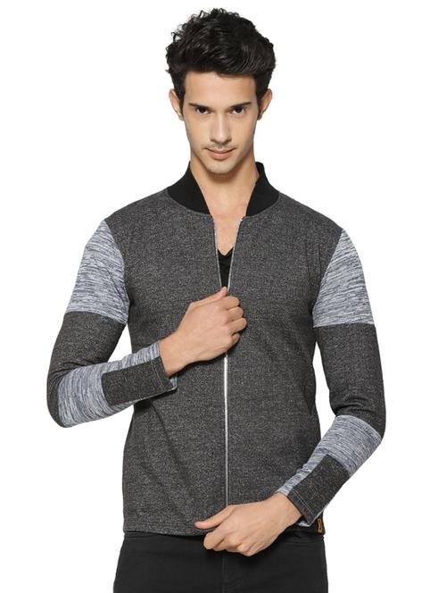 grey color block casual jacket - 16561029 - Very Small Image - 1