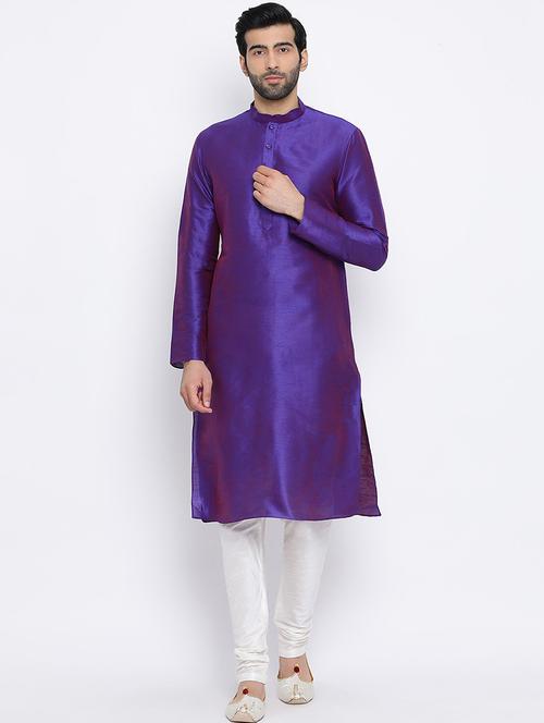 men solid kurta churidar ethnic wear set - 16562132 - Very Small Image - 1