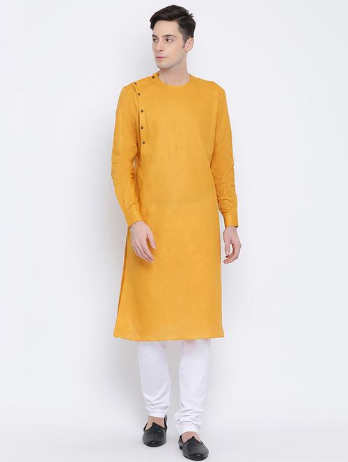 orange solid long kurta - 16562534 - Very Small Image - 1