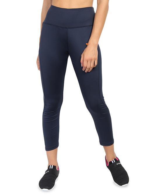 navy blue solid ankle length active wear tights - 16565769 - Very Small Image - 1