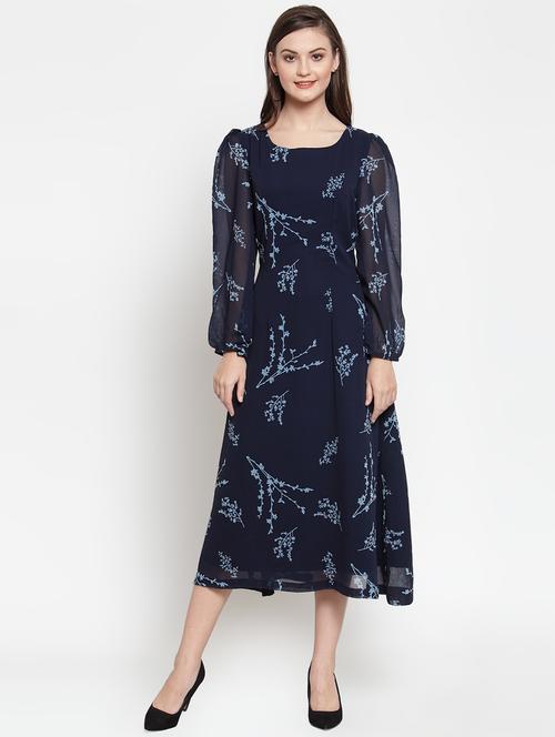 puff sleeved floral a-line dress - 16566357 - Very Small Image - 1