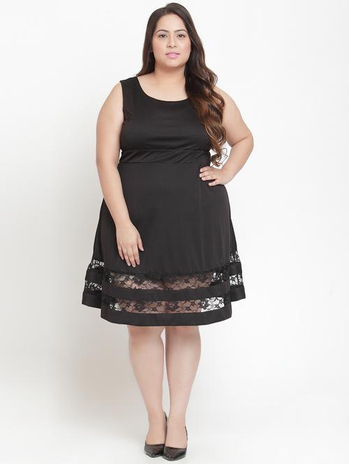 scoop neck sheer panel plus dress - 16567045 - Very Small Image - 1