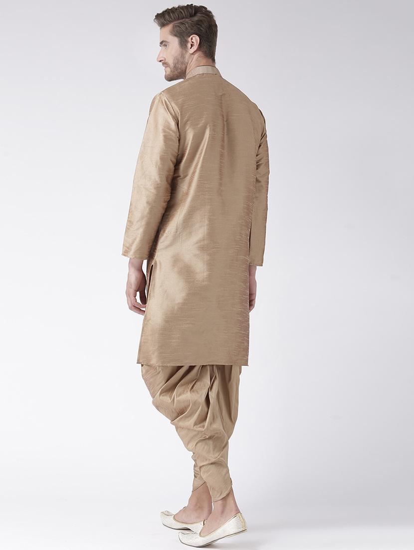 khakhi pure silk dhoti kurta set - 16567381 - Standard Image - 2