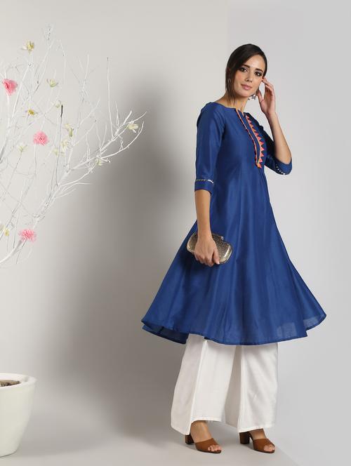 solid silk anarkali kurta - 16568765 - Very Small Image - 1