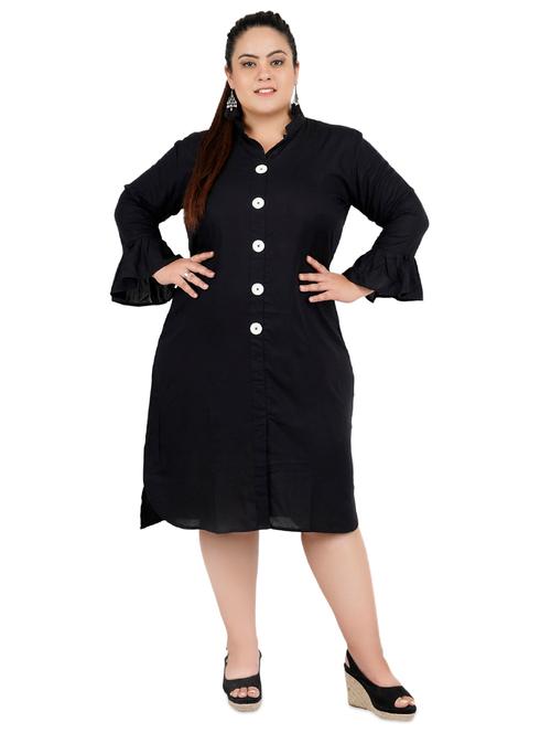 button detail plus shirt dress - 16568869 - Very Small Image - 1