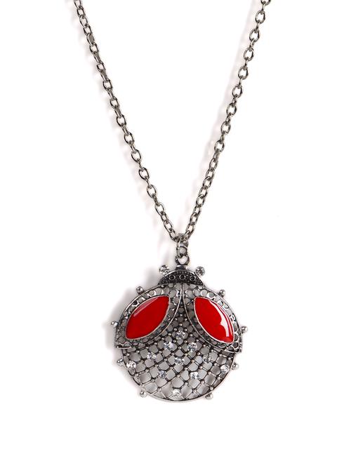 silver and red pendant necklace - 16569 - Very Small Image - 1