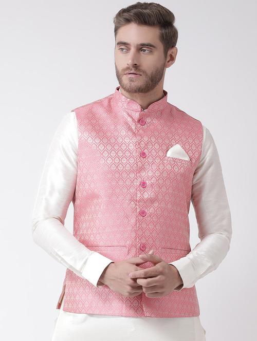 pink printed nehru jacket - 16569524 - Very Small Image - 1