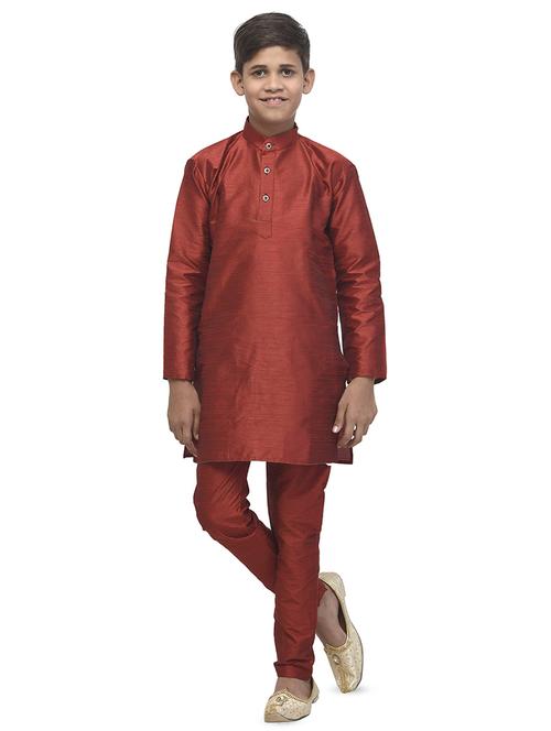 red silk kurta set - 16569772 - Very Small Image - 1
