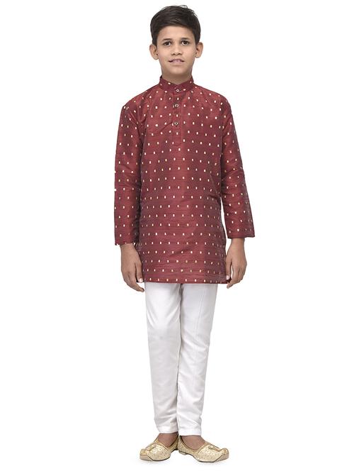 red silk kurta set - 16569785 - Very Small Image - 1