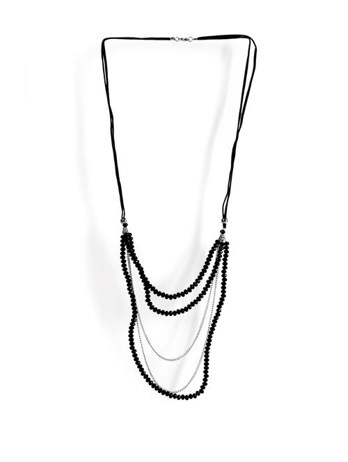 beaded black and silver necklace - 16570 - Very Small Image - 1
