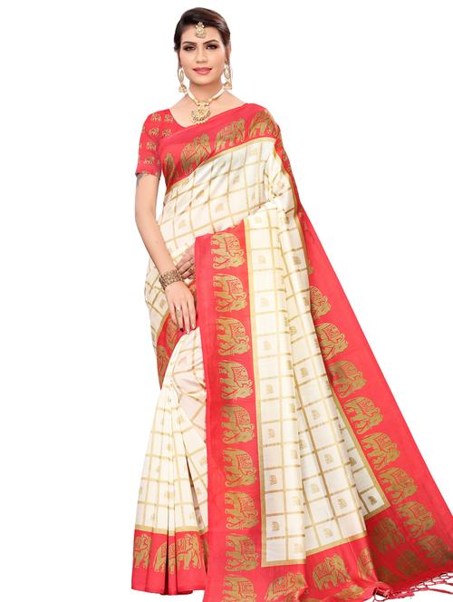 checkered mysore silk saree with blouse - 16571916 - Very Small Image - 1
