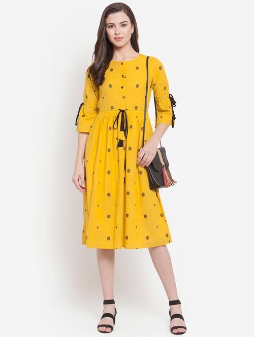 drawstring polka dots a-line dress - 16572040 - Very Small Image - 1