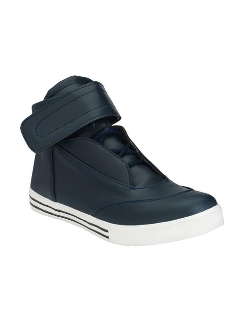 real blue navy blue leatherette lace up sneakers - 16572410 - Very Small Image - 1